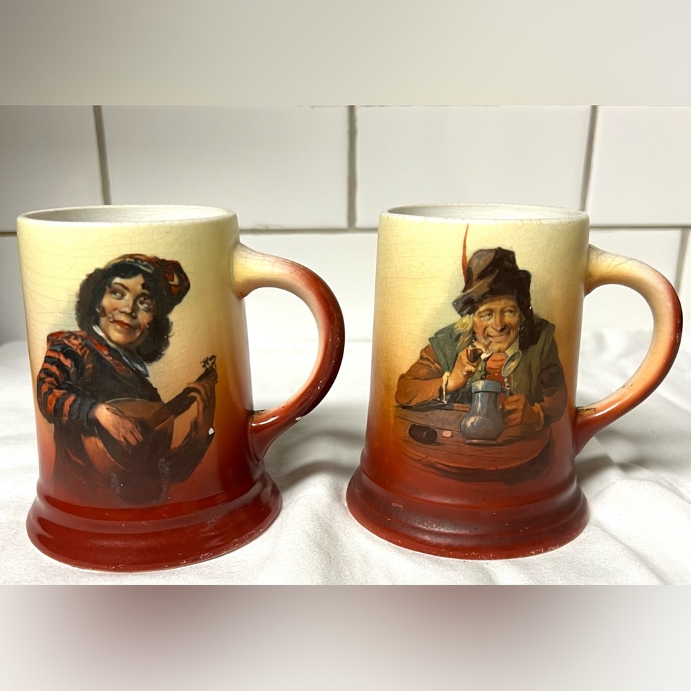 Vintage Heurich Brewery Beer Mugs Collectible Breweriana Set of 2 Different Mugs